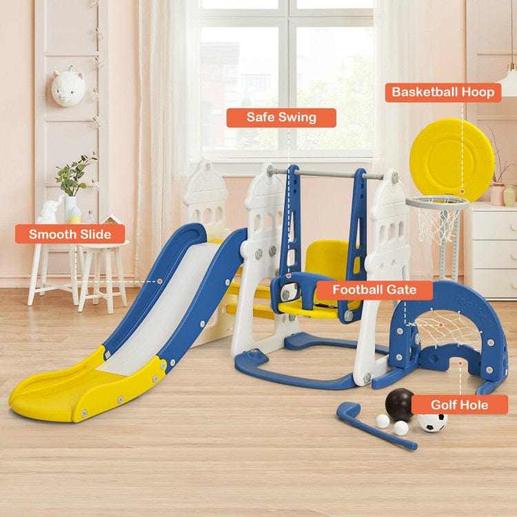 Costway 6 in 1 Toddler Slide and Swing Set Ball Games