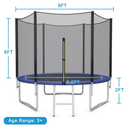 Costway 8 ft Outdoor Trampoline Bounce Combo with Safety Closure Net Ladder