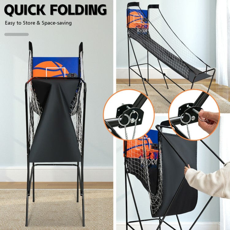 Costway Foldable Single Shot Basketball Arcade Game with Electronic Scorer and Basketballs