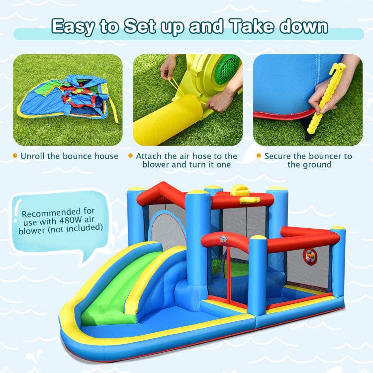 Costway Inflatable Kids Water Slide Outdoor Indoor Slide Bounce Castle without Blower
