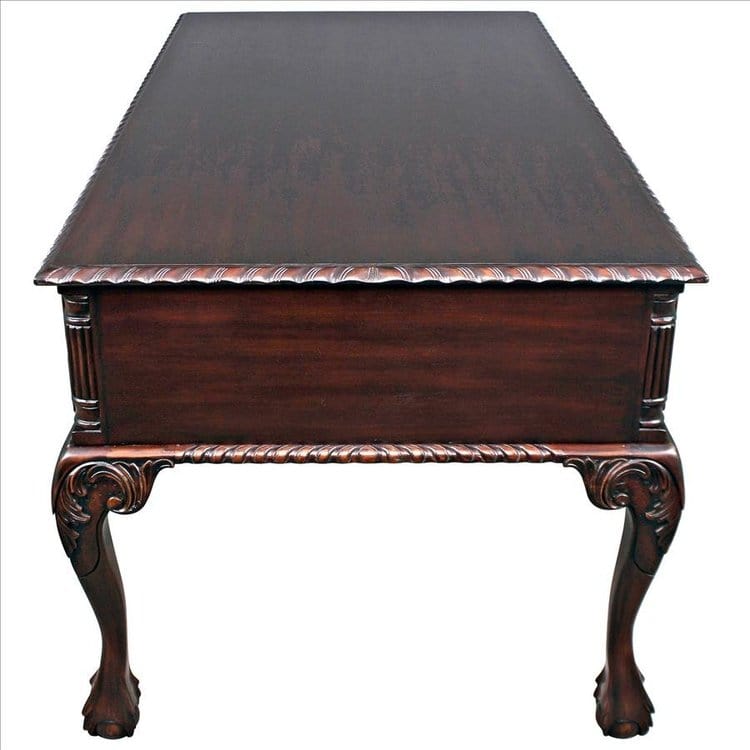 Design Toscano 19th Century Chippendale Mahogany Partners Writing Desk