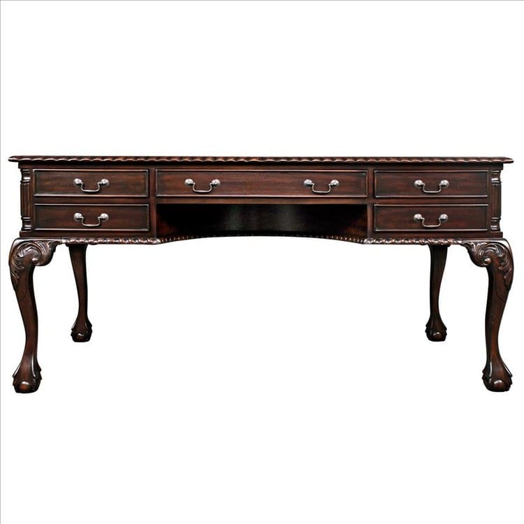 Design Toscano 19th Century Chippendale Mahogany Partners Writing Desk