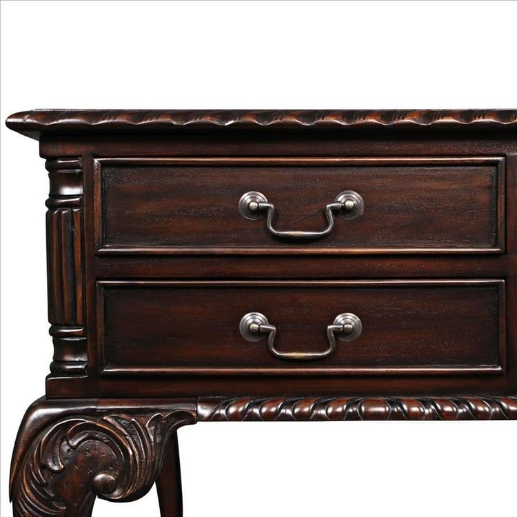 Design Toscano 19th Century Chippendale Mahogany Partners Writing Desk