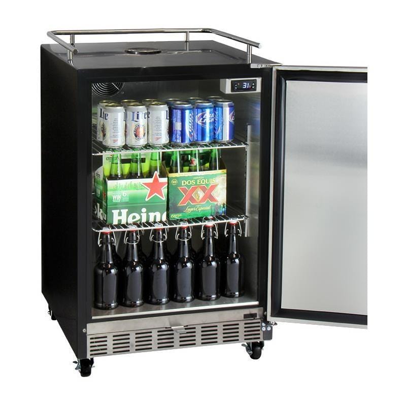 Kegco Dual Faucet Digital Commercial Undercounter Kegerator with X-CLUSIVE Premium Direct Draw Kit - Right Hinge