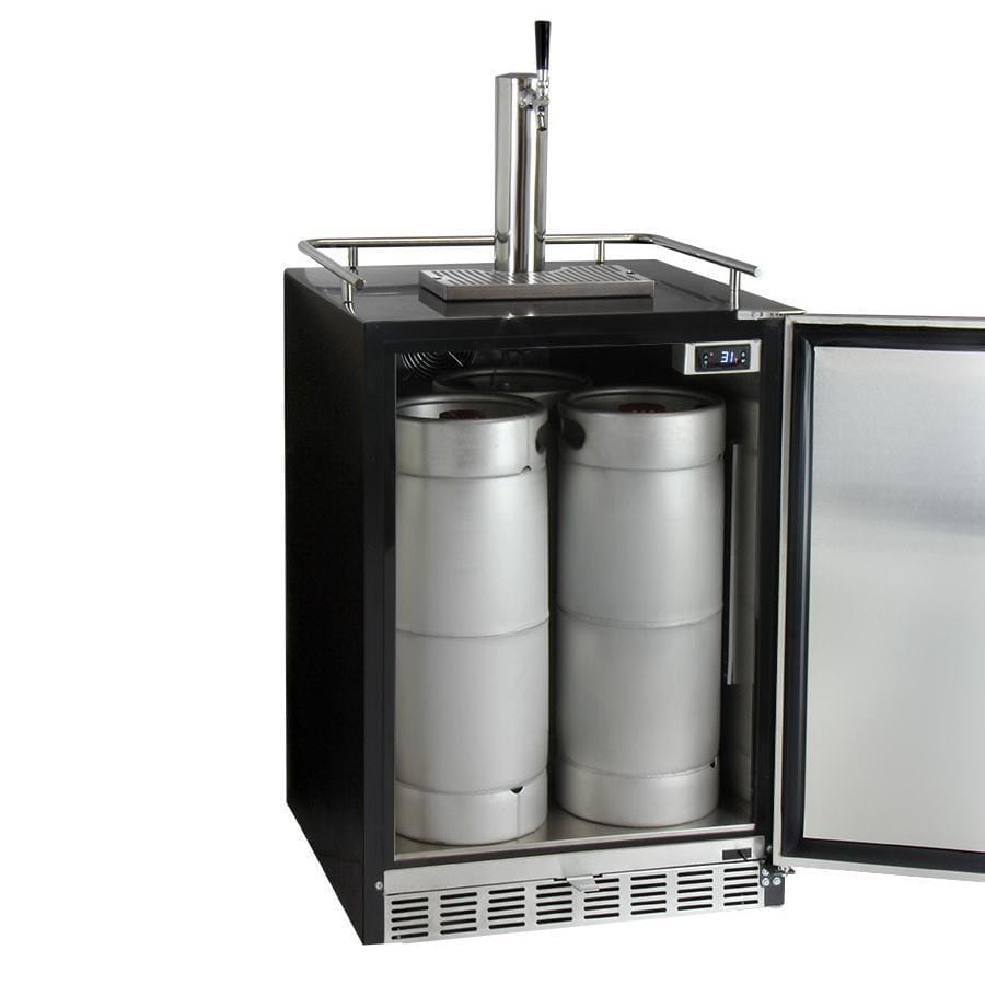 Kegco Single Tap Undercounter Kegerator with X-CLUSIVE Premium Direct Draw Kit - Right Hinge