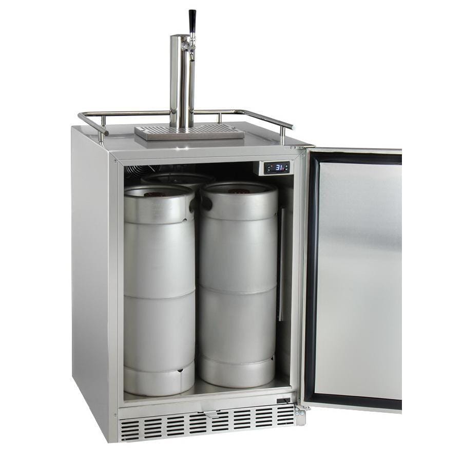 Kegco Full Size Digital Outdoor Undercounter Kegerator with X-CLUSIVE Premium Direct Draw Kit - Right Hinge