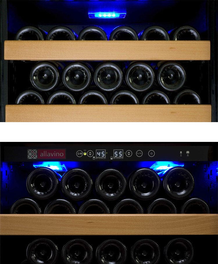 Allavino 63&quot; Vite II Tru-Vino 554 Bottle Dual Zone Black Side-by-Side Wine Refrigerator
