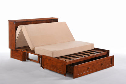 Night and Day Furniture Clover Queen Murphy Cabinet Bed in Cherry Finish with Mattress