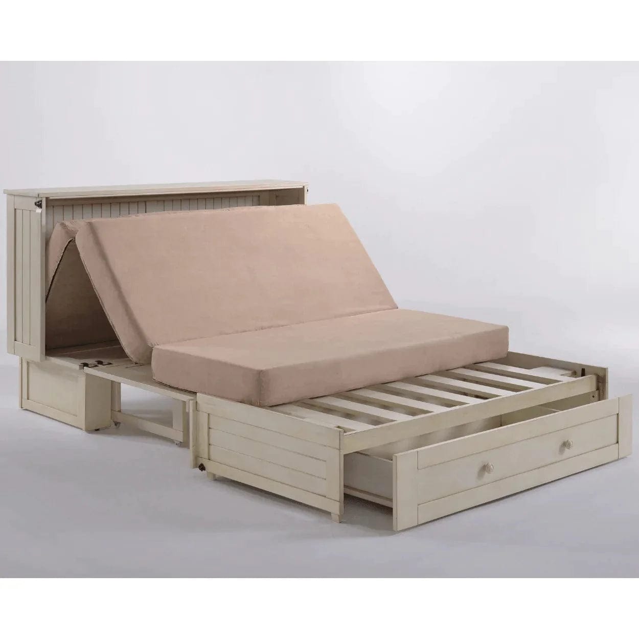 Night and Day Furniture Daisy Queen Murphy Cabinet Bed in White with Mattress
