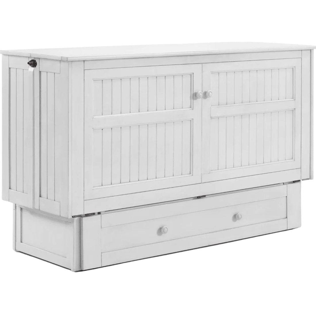Night and Day Furniture Daisy Queen Murphy Cabinet Bed in White with Mattress