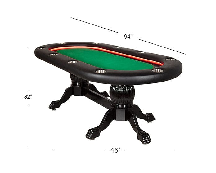BBO Elite Alpha 94&quot; LED Sunken Playing Surface Poker Table - Black - Atomic Game Store