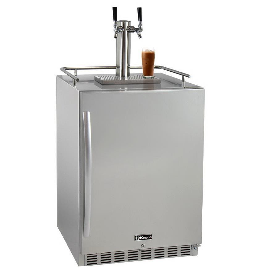 Kegco Dual Tap Faucet Full Size Digital Outdoor Undercounter Cold Brew Coffee Javarator - Stainless Steel with Right Hinge