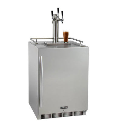 Kegco Triple Faucet Full Size Digital Outdoor Undercounter Javarator - Stainless Steel with Right Hinge