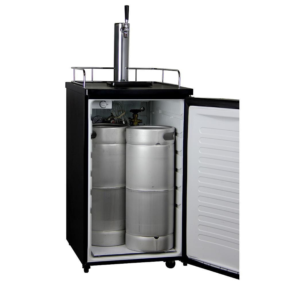Kegco Kombucha Dispenser with Black Cabinet and Door
