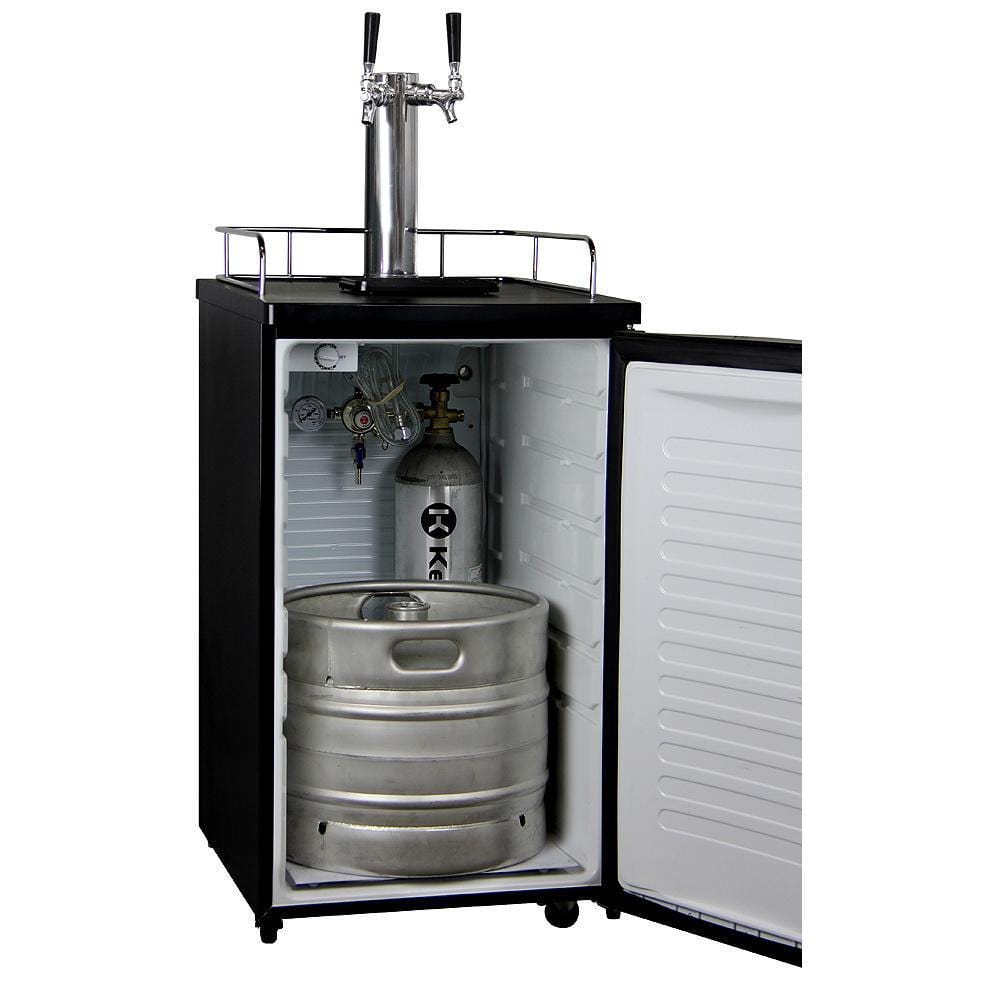Kegco K199B-2NK Double Keg Tap Faucet Kegerator with Black Cabinet and Door