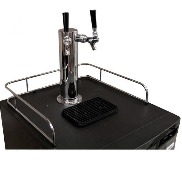 Kegco Dual Faucet Kombucharator with Black Cabinet and Stainless Steel Door