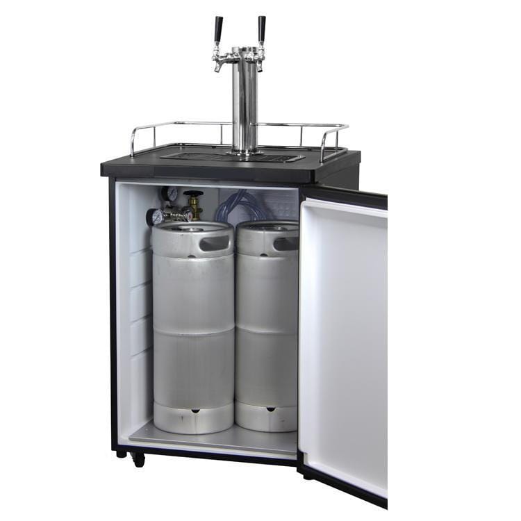 Kegco Kombucha Cooler Dispenser with Black Cabinet and Stainless Steel Door