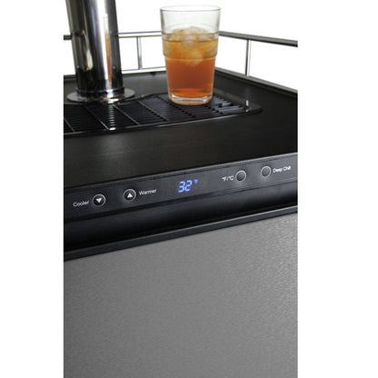 Kegco Two Faucet Digital Kombucha Keg Cooler - Black Cabinet with Stainless Steel Door