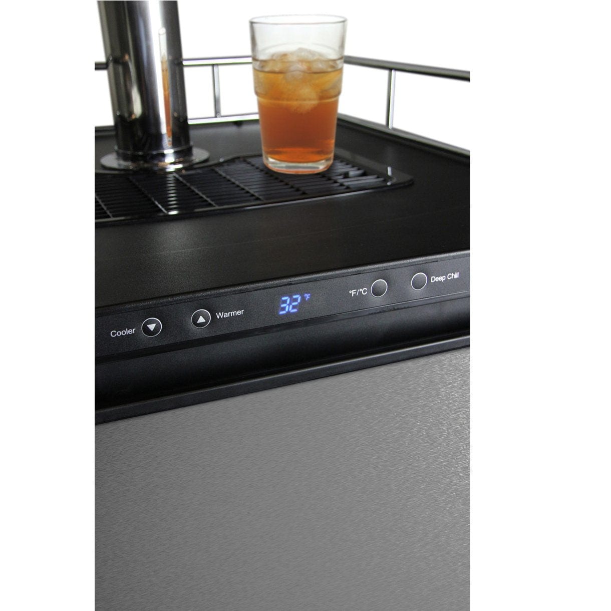 Kegco Three Faucet Digital Kombucha Dispense System - Black Matte Cabinet and Stainless Steel Door