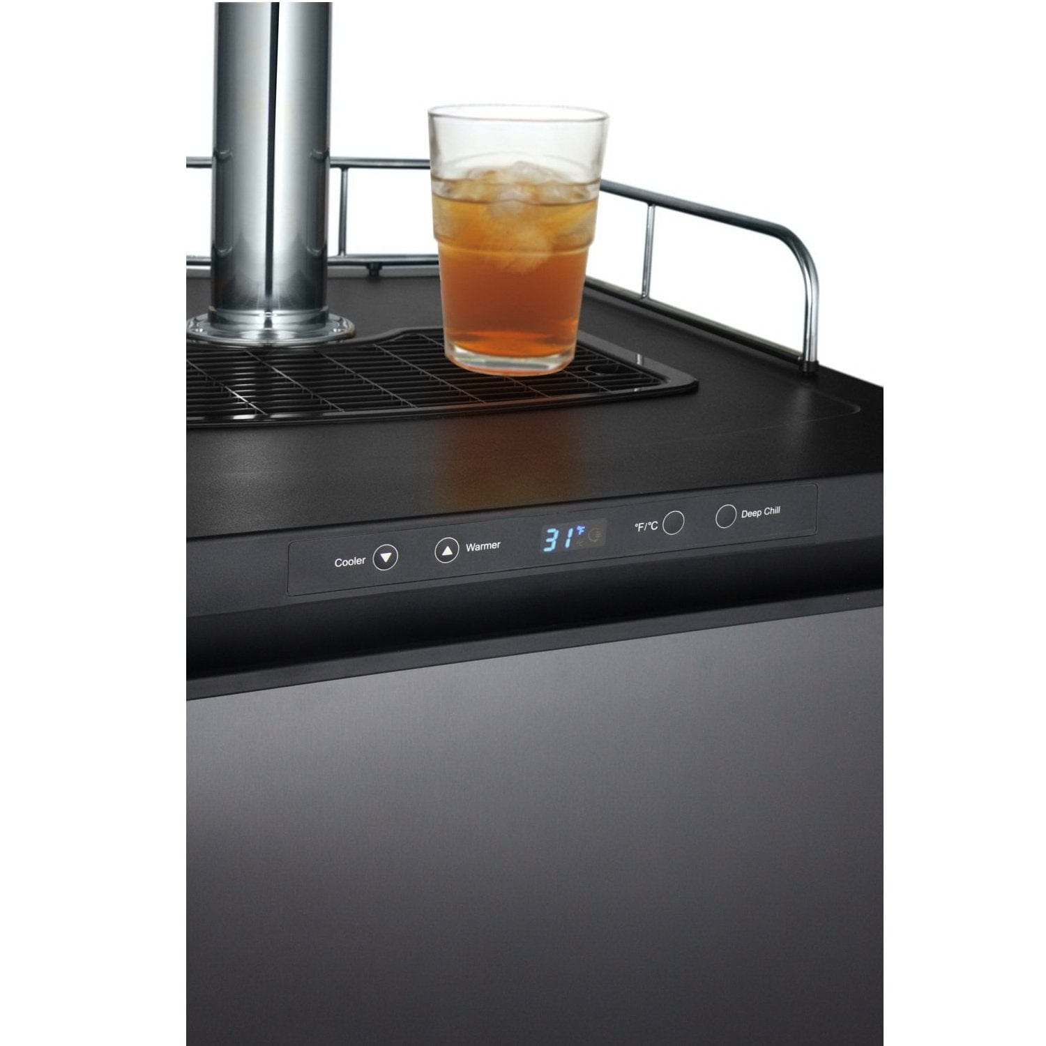 Kegco Two Faucet Digital Kombucha Keg Cooler - Black Cabinet with Black Stainless Steel Door