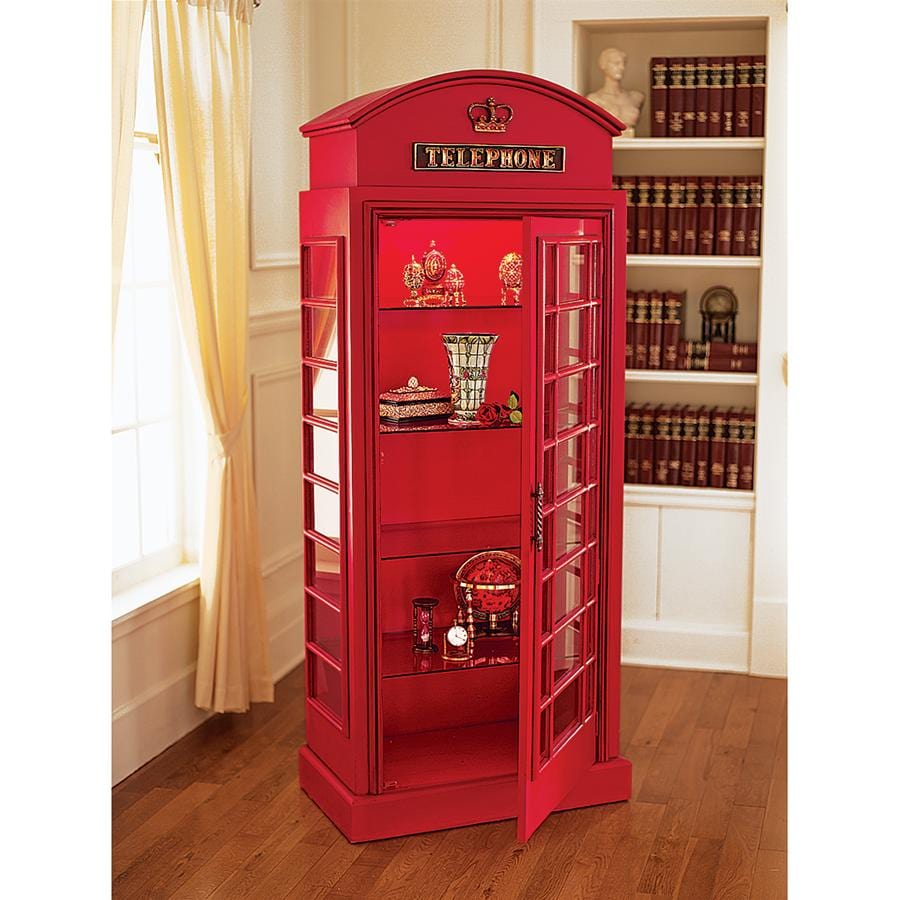 Design Toscano British Telephone Booth Display Cabinet