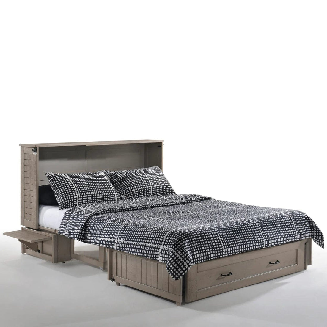 Night and Day Furniture Poppy Queen Murphy Cabinet Bed in Brushed Driftwood Finish with Mattress
