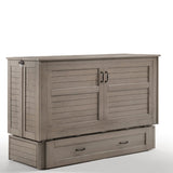 Night and Day Furniture Poppy Queen Murphy Cabinet Bed in Brushed Driftwood Finish with Mattress