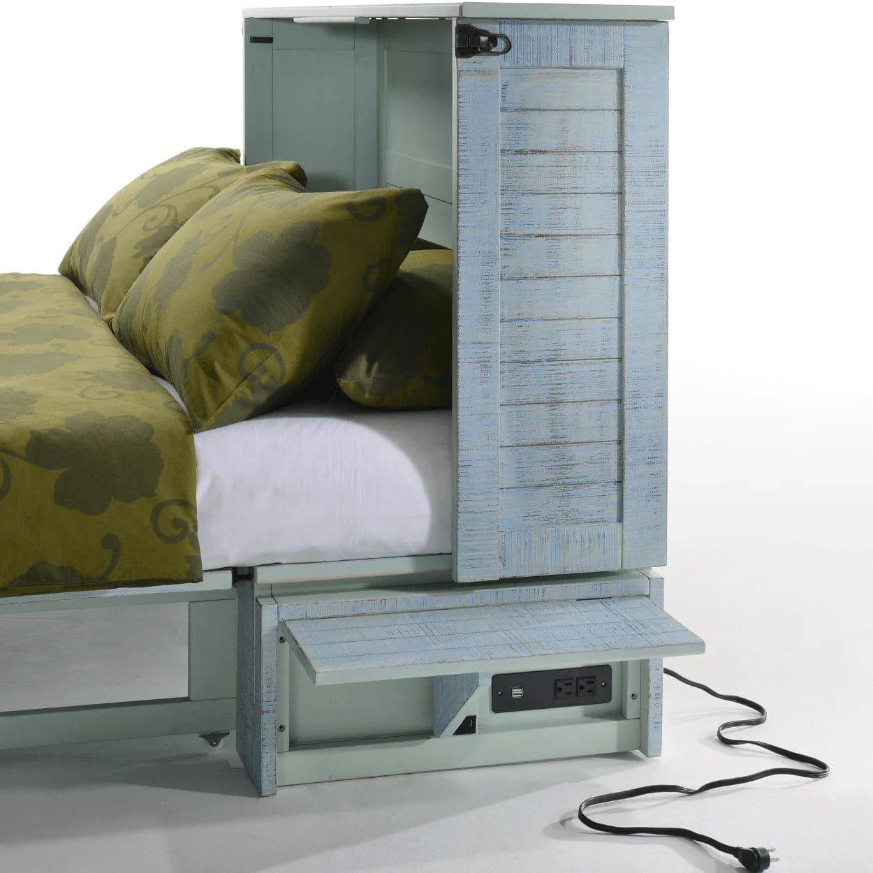 Night and Day Furniture Poppy Queen Murphy Cabinet Bed in Skye Finish with Mattress