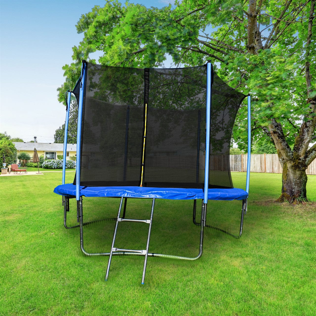 Aleko Trampoline with Safety Net and Ladder - 12 Feet - Black and Blue