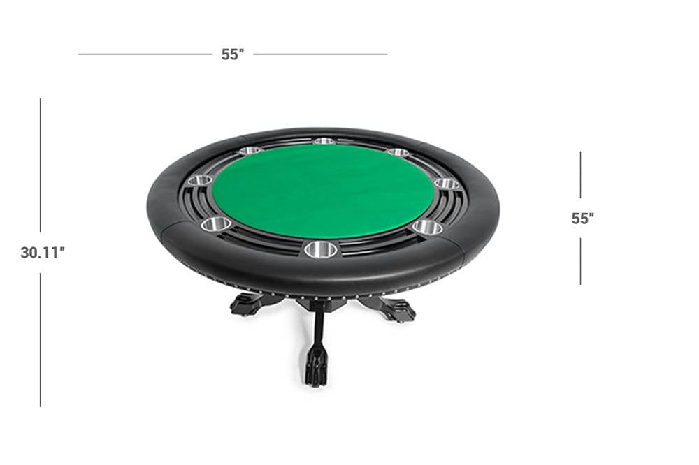 BBO Nighthawk 55&quot; Round Poker Table w/ Chip Tray - Black - Atomic Game Store