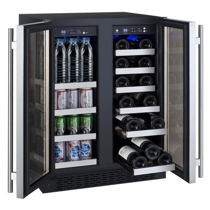 Allavino 24&quot; Wide FlexCount II Tru-Vino 18 Bottle/66 Cans Dual Zone Stainless Steel Wine Refrigerator/Beverage Center