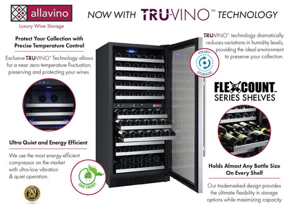 Allavino 47&quot; Wide FlexCount II Tru-Vino 242 Bottle Four Zone Stainless Steel Side-by-Side Wine Refrigerator