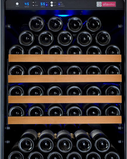 Allavino 47&quot; Wide FlexCount II Tru-Vino 354 Bottle Dual Zone Black Side-by-Side Wine Refrigerator