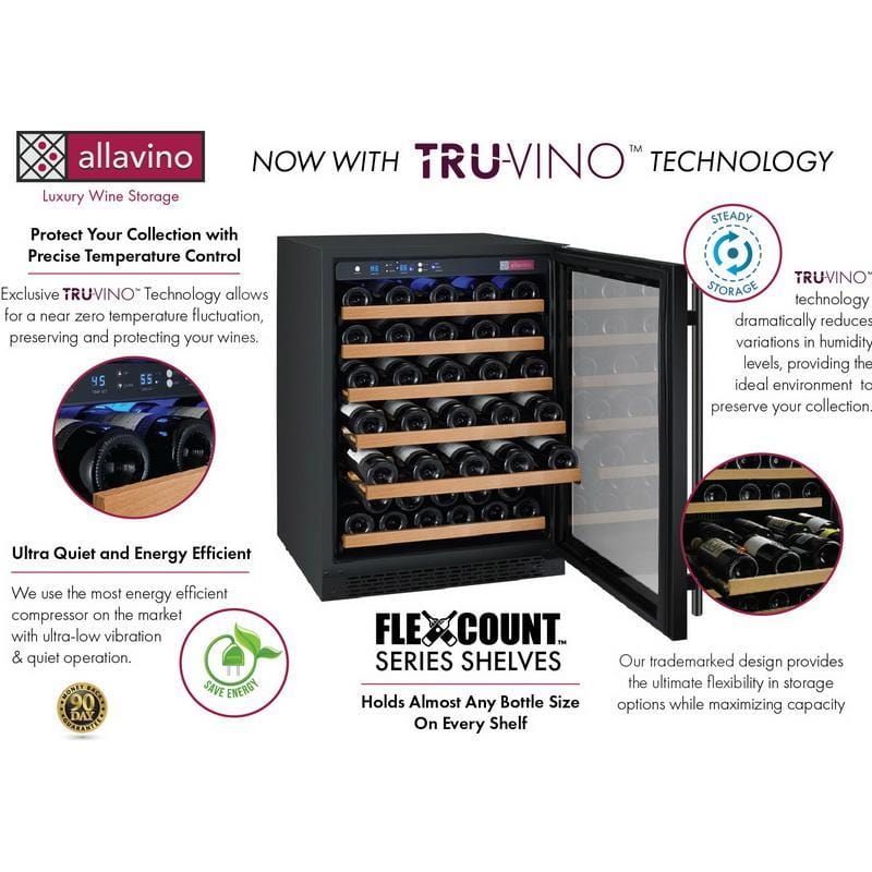 Allavino 47&quot; Wide FlexCount II Tru-Vino 112 Bottle Three Zone Black Side-by-Side Wine Refrigerator