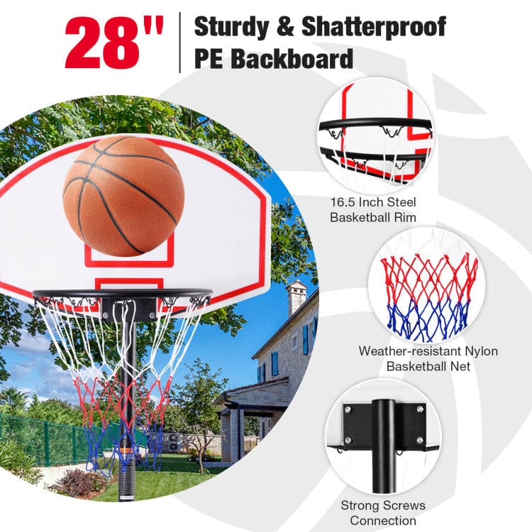 Costway Adjustable Basketball Hoop System Stand with Wheels