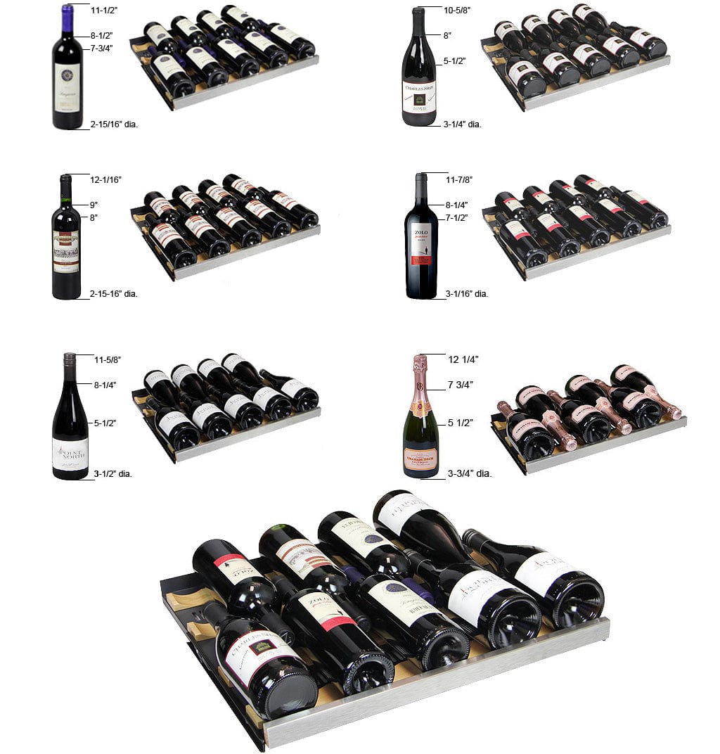 Allavino 24&quot; Wide FlexCount II Tru-Vino 172 Bottle Dual Zone Stainless Steel Wine Refrigerator