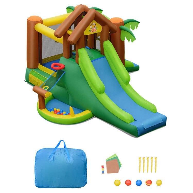 Costway Kids Inflatable Jungle Bounce House Castle and Bag Without Blower