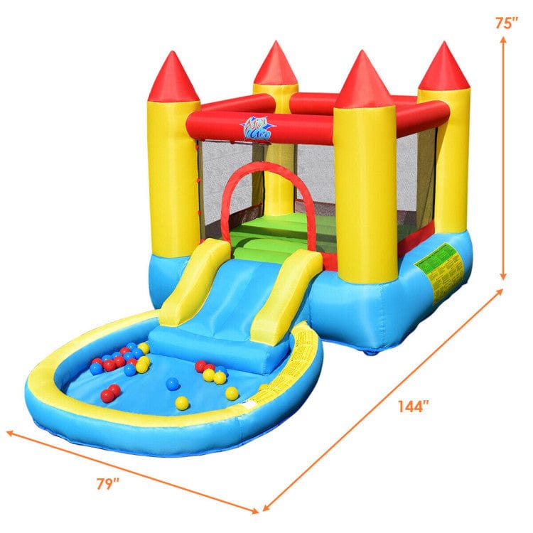 Costway Kids Inflatable Bounce House Castle with Balls Pool and Bag