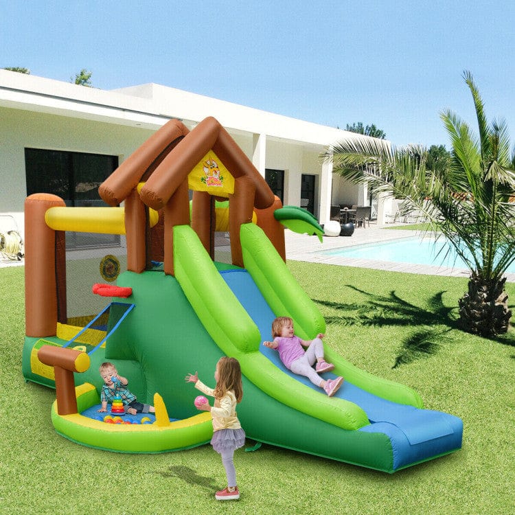 Costway Kids Inflatable Jungle Bounce House Castle including Bag Without Blower