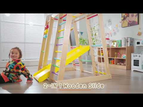 Costway Indoor Playground Climbing Gym Wooden 8-in-1 Climber Playset for Children