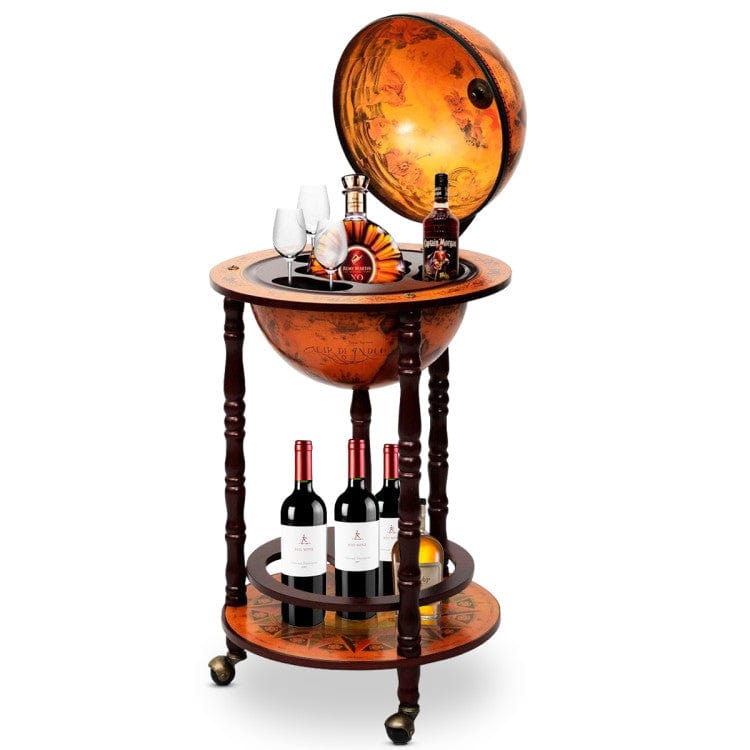 Costway 16th Century Wood Globe Wine Bar Stand