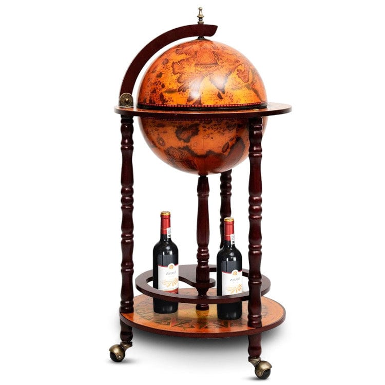 Costway 16th Century Wood Globe Wine Bar Stand