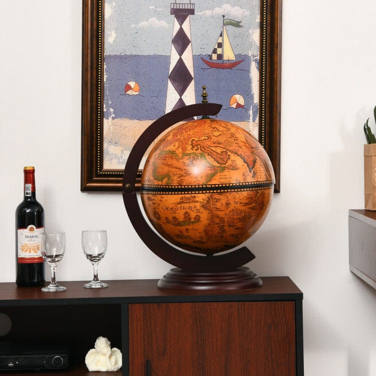 Costway 19 Inch 16th Century Nautical Map Tabletop Globe Wine Cabinet