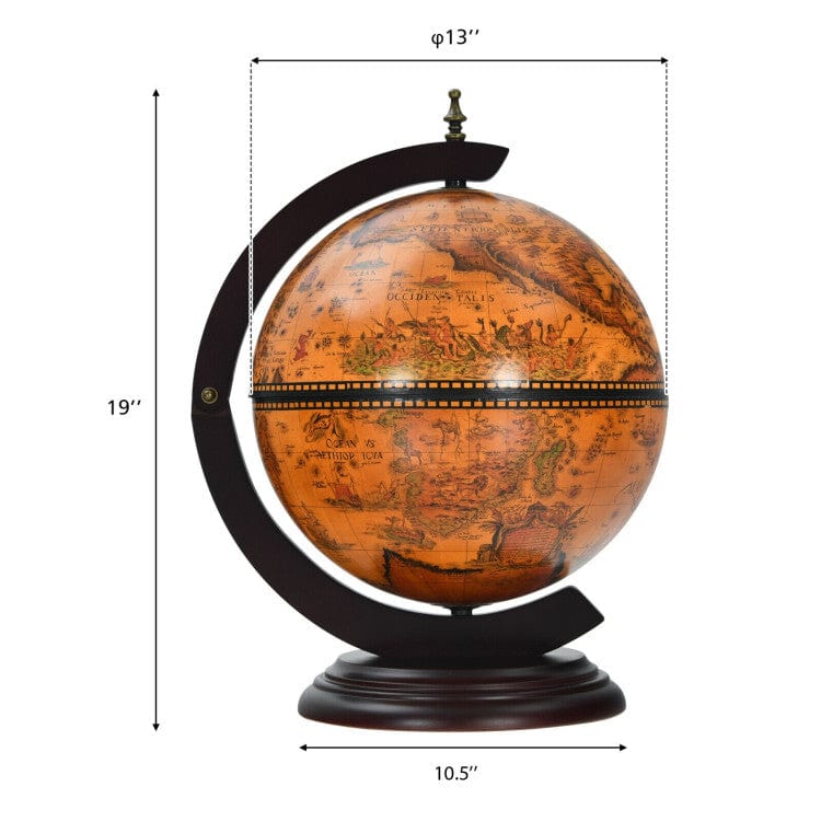 Costway 19 Inch 16th Century Nautical Map Tabletop Globe Wine Cabinet