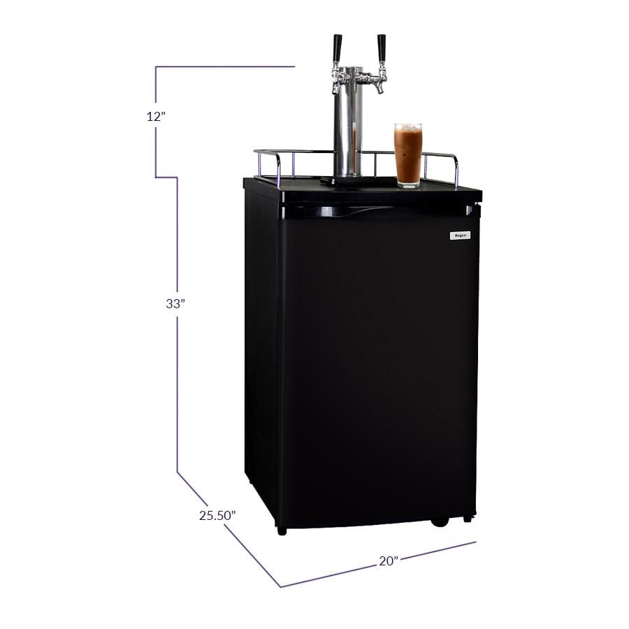 Kegco Dual Faucet Javarator Cold-Brew Coffee Dispenser with Black Cabinet and Door
