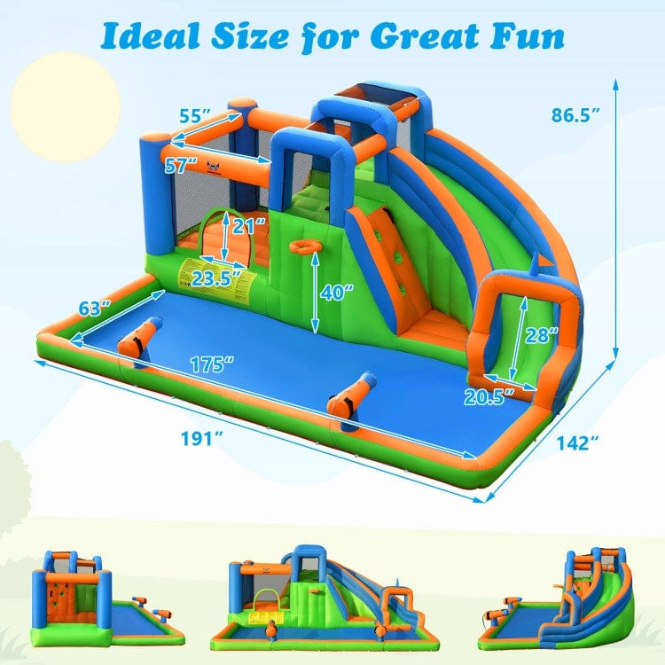 Costway Inflatable Giant Bounce Castle with Dual Climbing Walls and 735W Blower