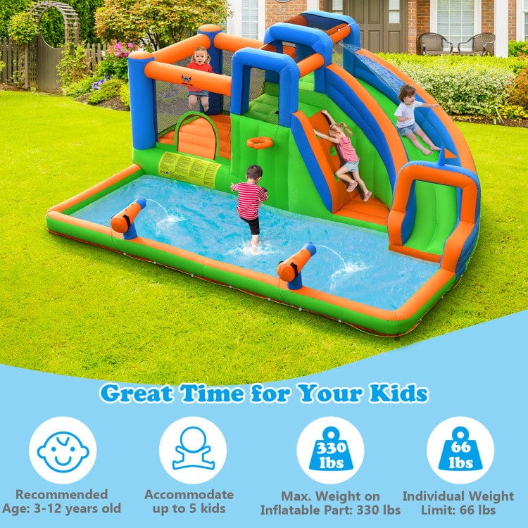 Costway Inflatable Giant Bounce Castle with Dual Climbing Walls and 735W Blower