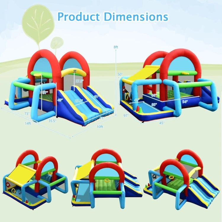 Costway Inflatable Jumping Castle Bounce House Dual Slides