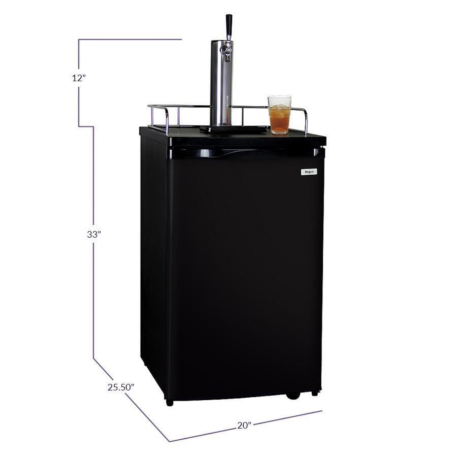 Kegco Kombucha Dispenser with Black Cabinet and Door