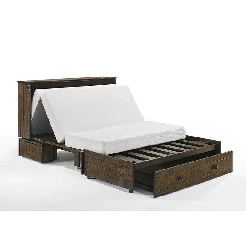 Night and Day Furniture Ranchero Queen Murphy Cabinet Bed in Wildwood Brown with Mattress